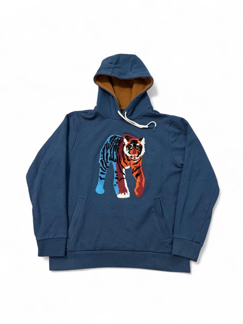Bonobos boucle tiger fleece hoodie pullover blue size M mens